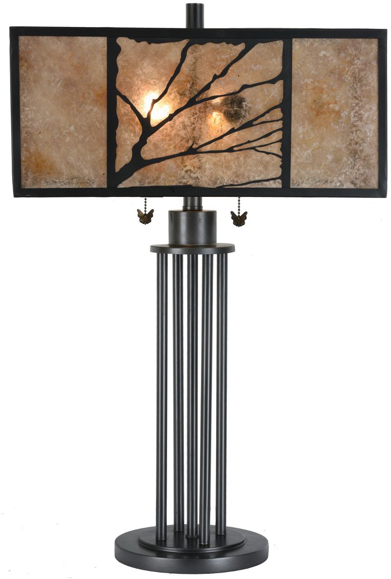 Brown Mica Table Lamp With Glass Shade, Uttermost Sitka Table Lamp