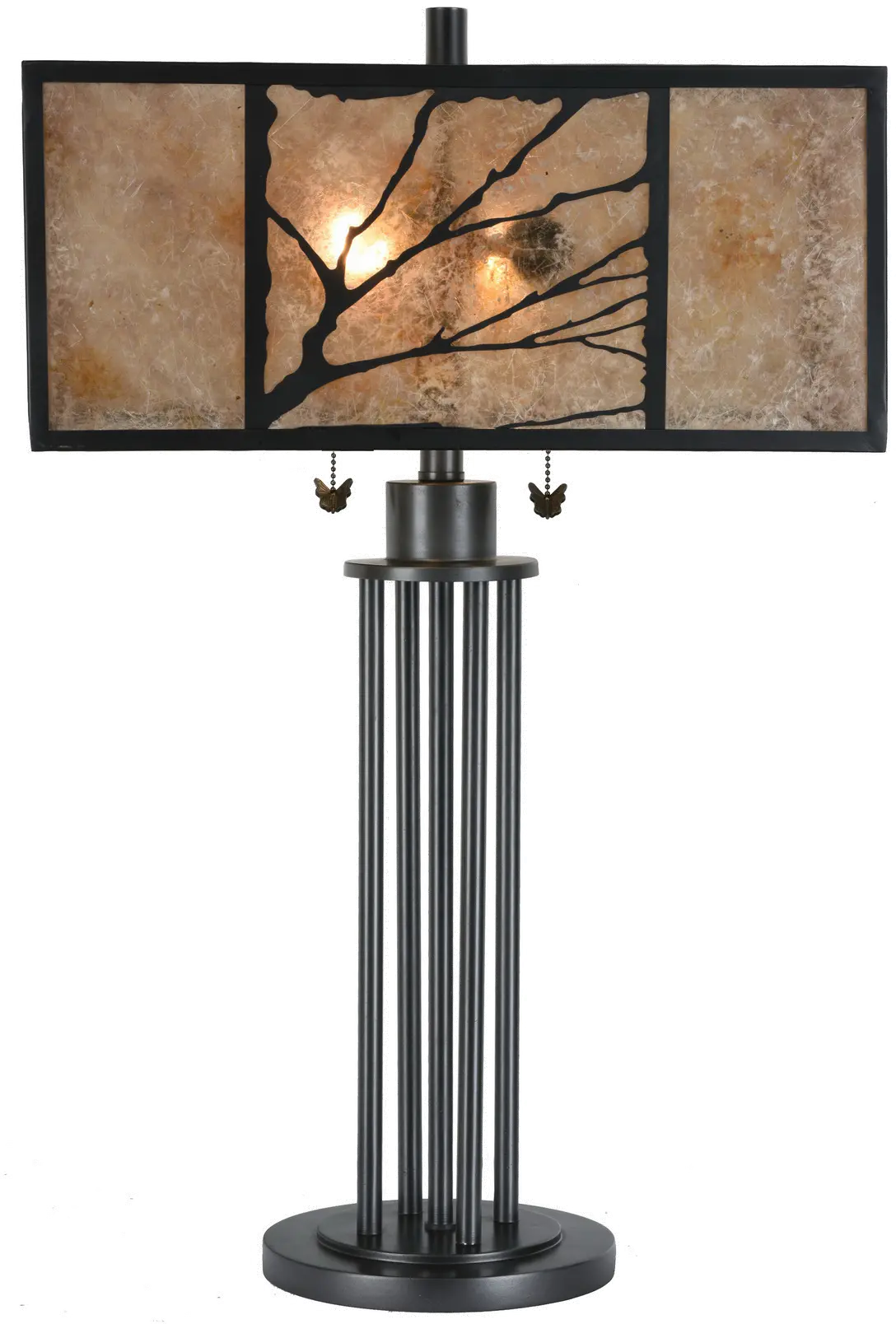 Red Deer Way Brown Mica Table Lamp with Glass Shade