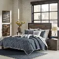 Navy and Light Taupe 3 Piece Queen Pamona Coverlet Set