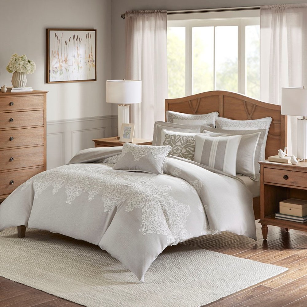 Taupe Tan and Ivory Queen Barely There 8 Piece Bedding Collection