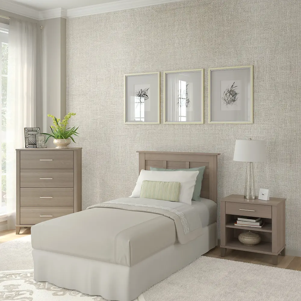SET026AG Gray Twin Headboard, Chest, and Nightstand Set - Somerset-1