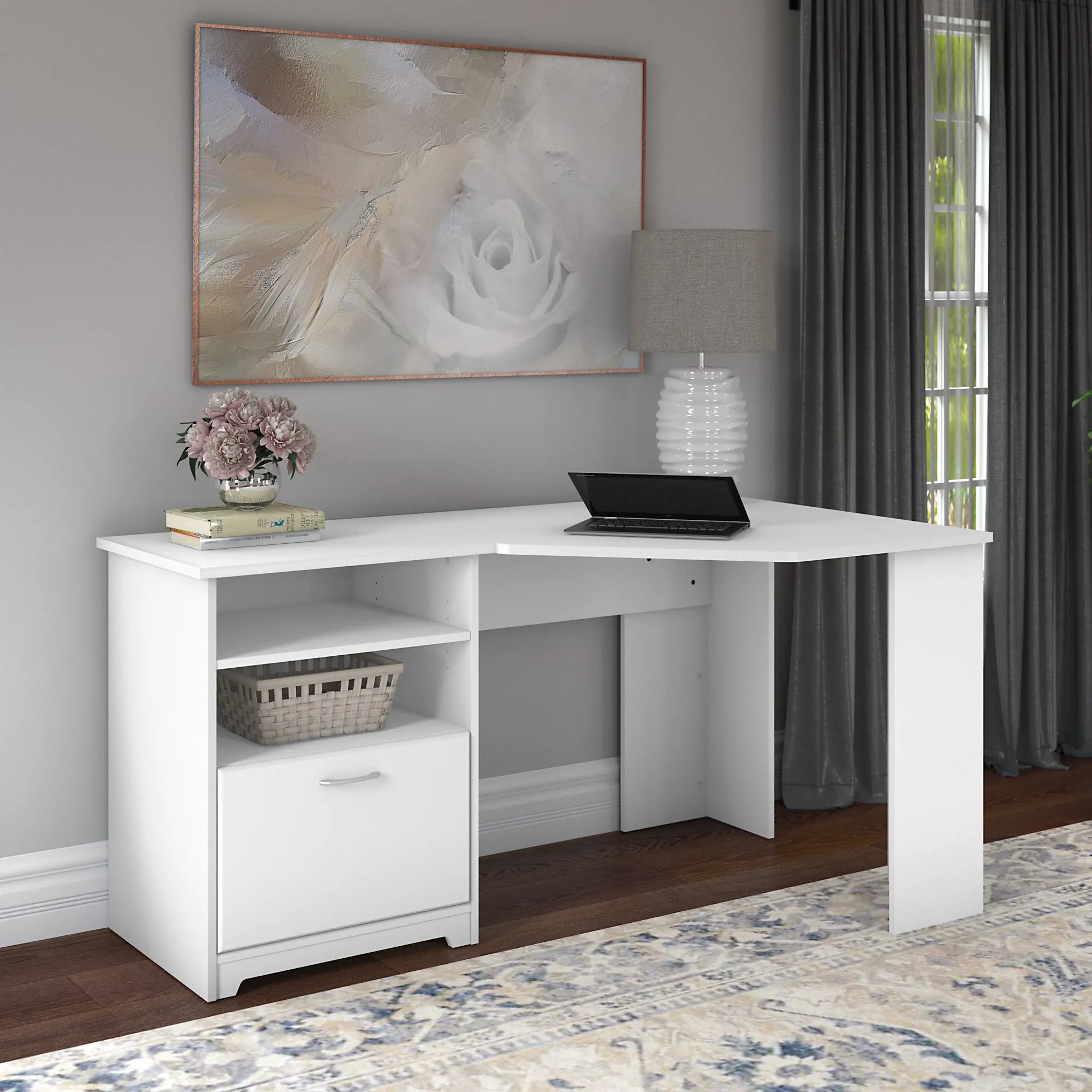 Cabot White Corner Desk - Bush Furniture