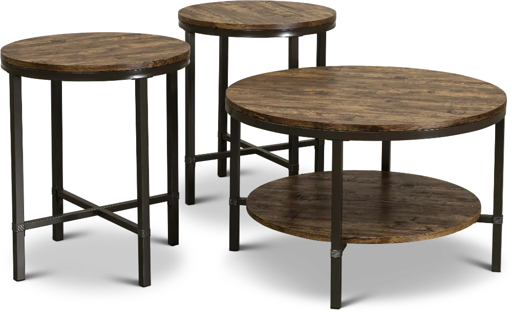 Sedona Rustic Oak Table, Set of 3-1