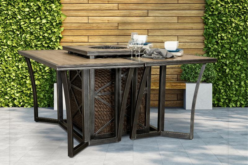 Modern 3 Piece Patio Fire Pit Bar, Rc Willey Patio Furniture With Fire Pit
