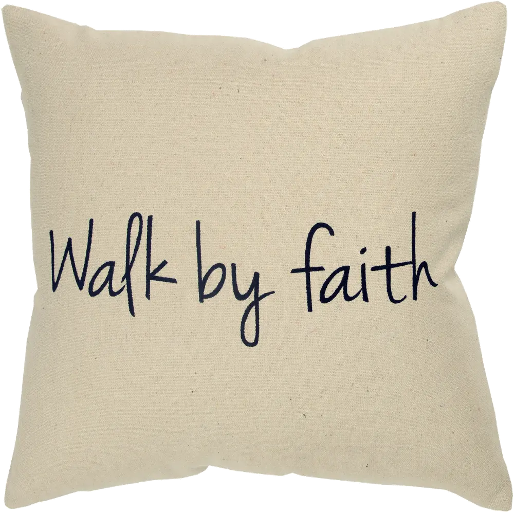 Canvas Walk By Faith Throw Pillow with Black Script-1