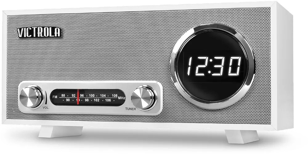 Bluetooth Digital Clock Stereo with FM Radio - White-1