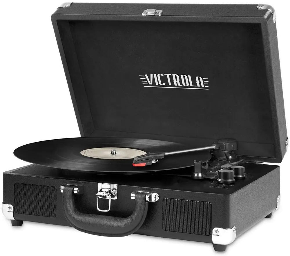 Bluetooth Suitcase Record Player - Black-1