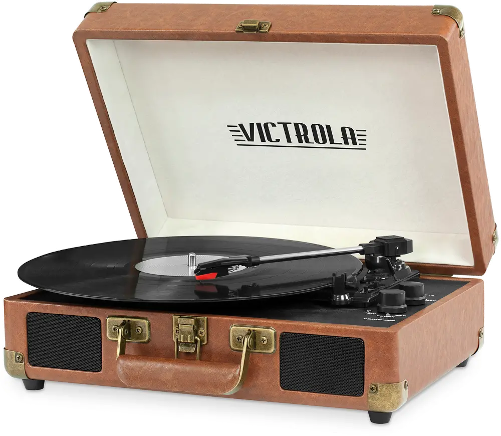 Bluetooth Suitcase Record Player - Brown-1