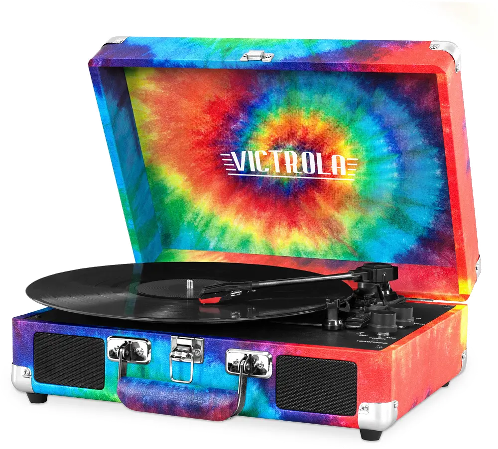 Bluetooth Suitcase Record Player - Tie Dye-1