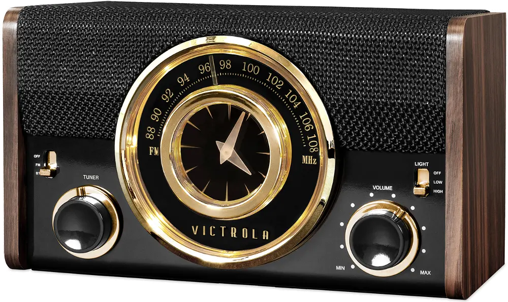 Espresso Victrola Analog Clock Radio-1