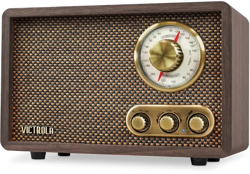 Retro Wood Bluetooth FM/AM Radio with Rotary Dial-1