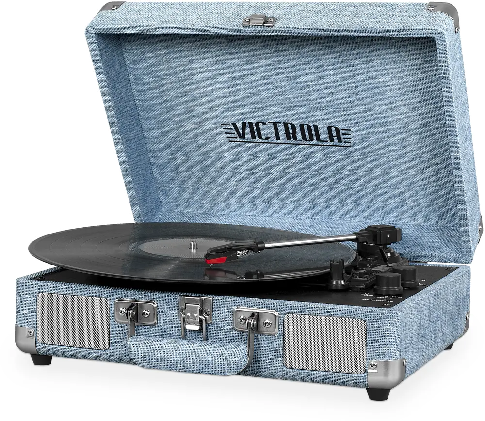 Bluetooth Suitcase Record Player - Light Blue-1
