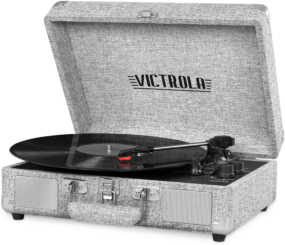 Bluetooth Suitcase Record Player - Shiplap Gray-1