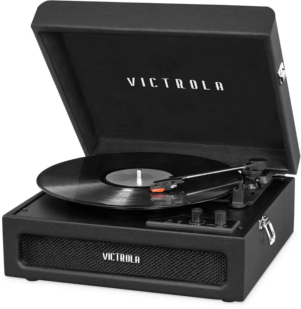 3-in-1 Bluetooth Suitcase Record Player - Black-1