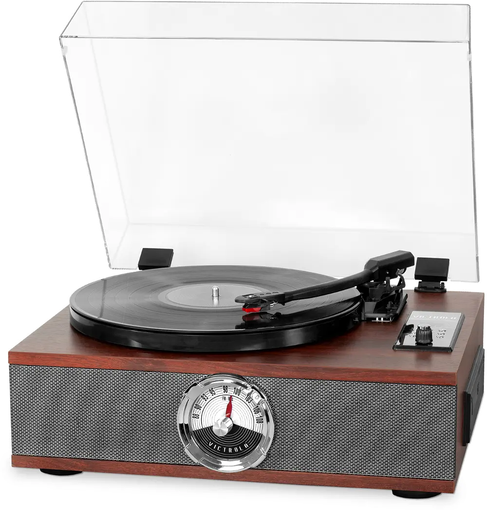 Victrola Wood Bluetooth Record Player with 3-Speed Turntable, CD, and Radio-1