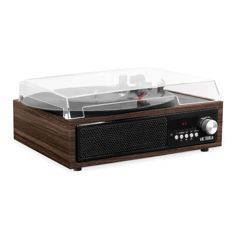 Espresso Victrola 3-in-1 Bluetooth Record Player with Built in Speakers-1