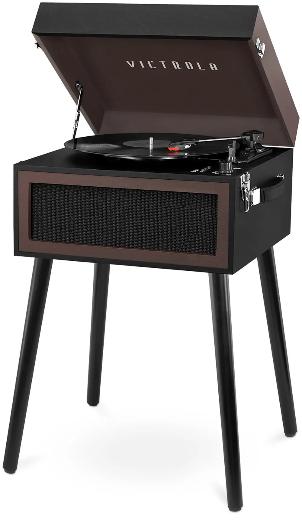 Black Victrola Bluetooth Record Player Stand with 3-Speed Turntable-1