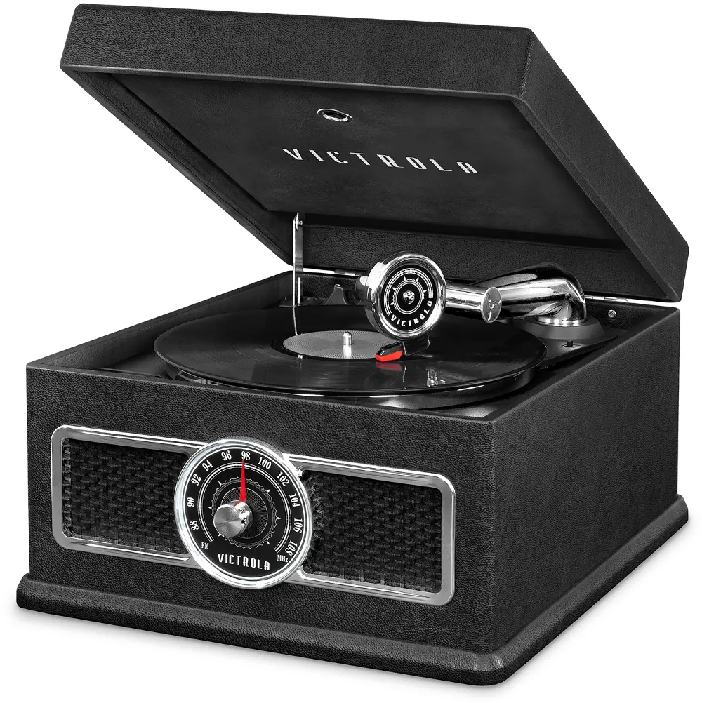 Victrola Nostalgic Bluetooth Record Player with CD, Radio, and Record Storage-1
