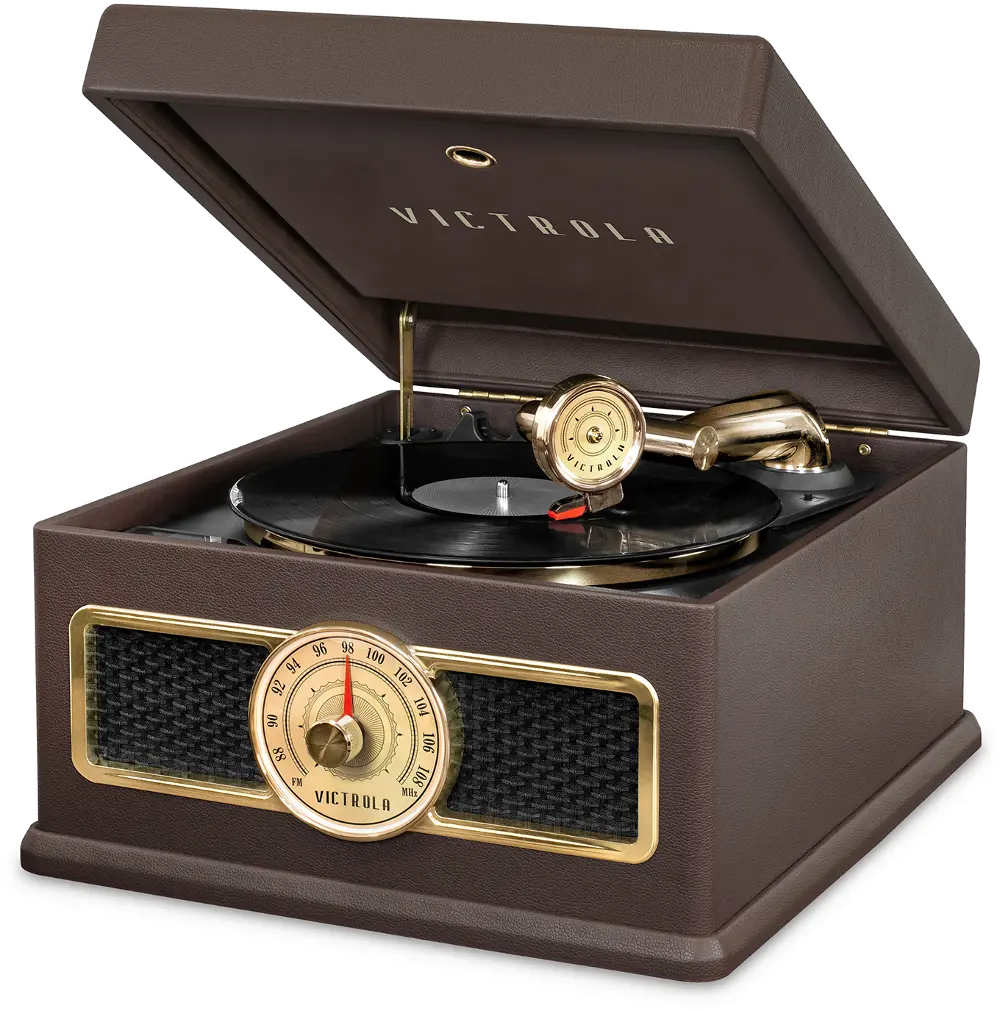 Victrola Nostalgic Bluetooth Record Player with CD, Radio, and Record Storage-1