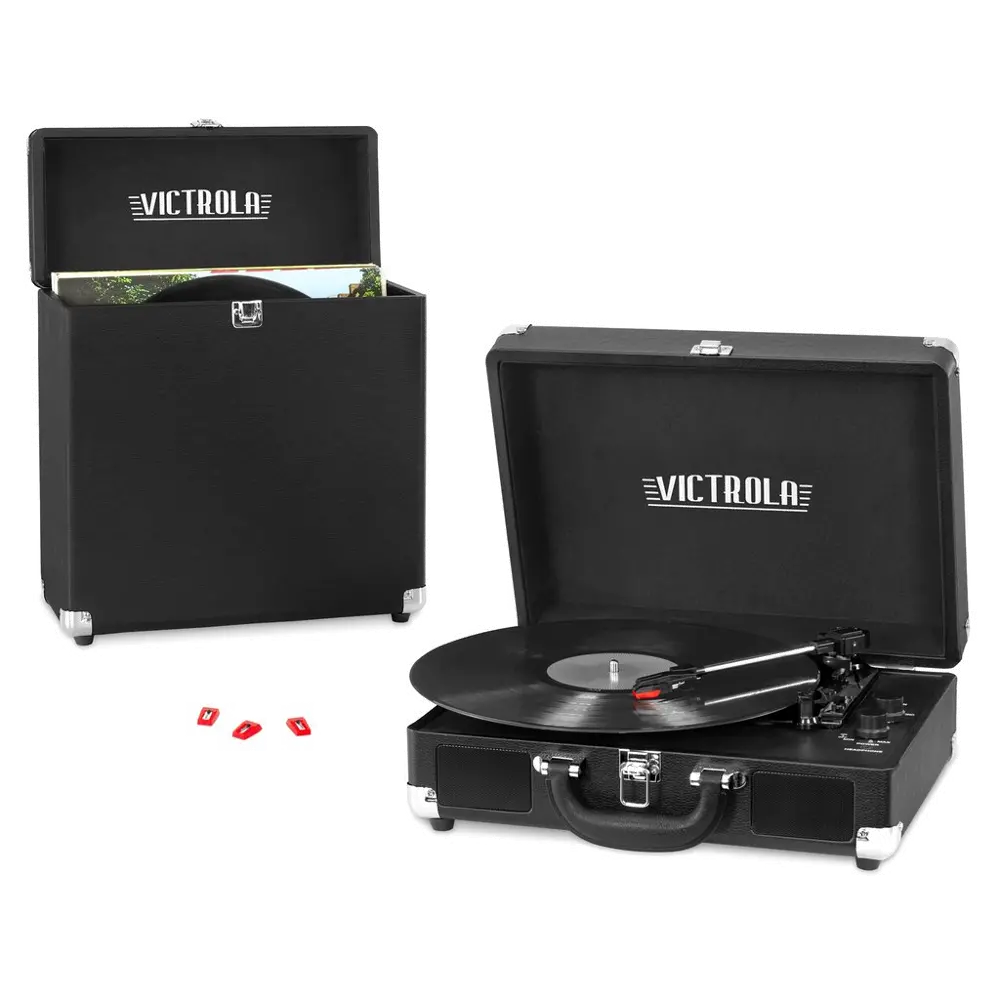 Black Portable Record Player with Bluetooth - Victrola-1