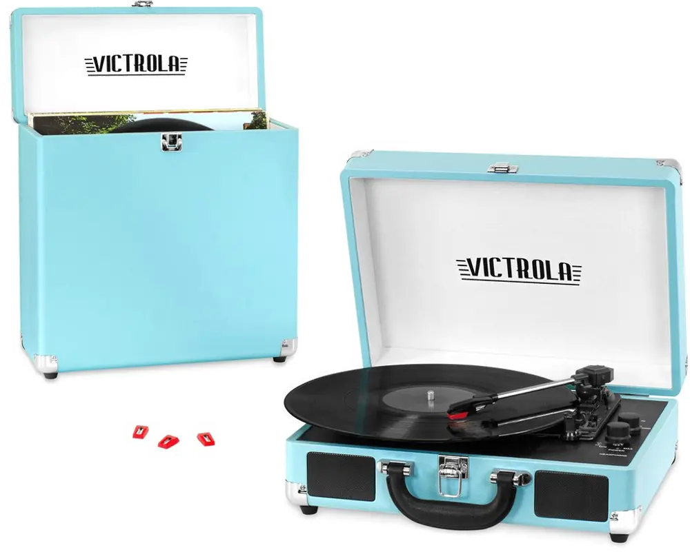 Turquoise Portable Record Player with Bluetooth - Victrola-1