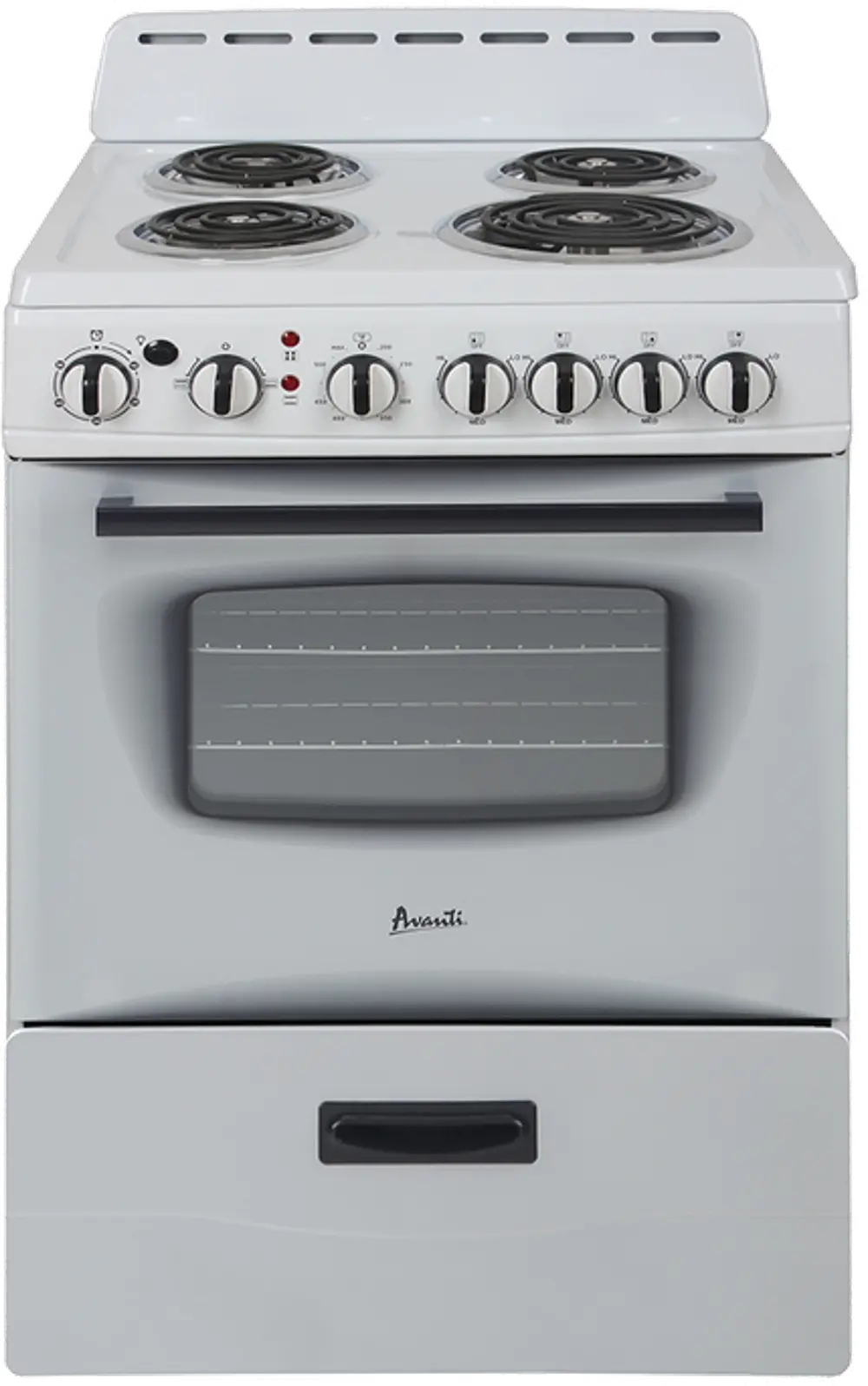 ERU240P0W Avanti 2.6 cu ft Electric Range - White 24 Inch-1