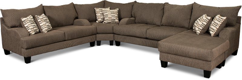 Brown Gray 3 Piece Sectional Sofa, 3pc Sectional Sofa Set With Ottoman