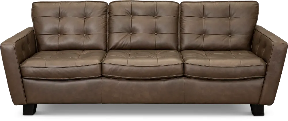 Contemporary Chocolate Brown Leather Sofa - Martin-1