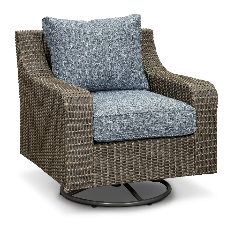 Lemans Gray Wicker Patio Swivel Chair-1
