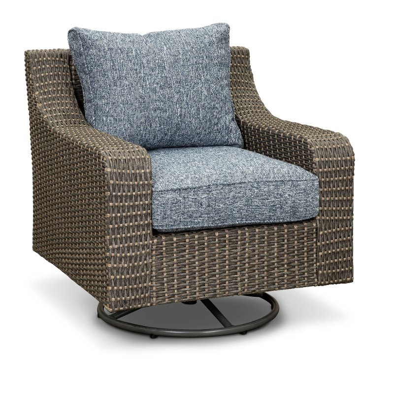 Lemans Gray Wicker Patio Swivel Chair, Wicker Swivel Patio Sets