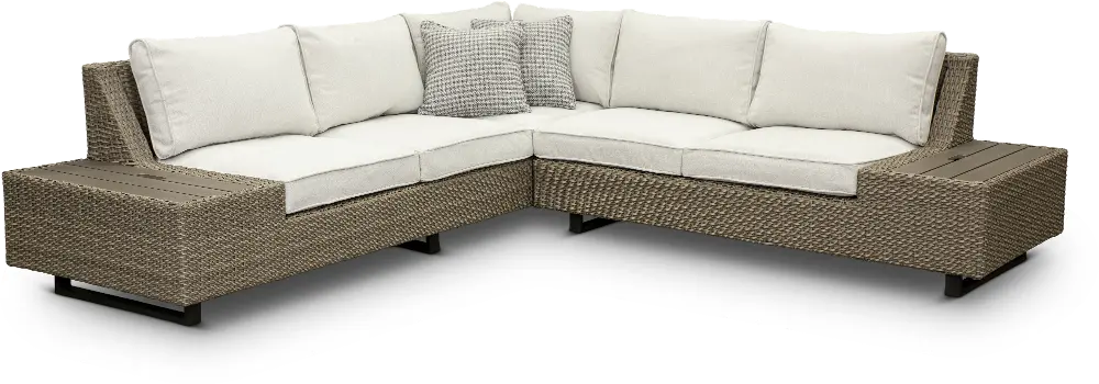 Vale Taupe Left Facing Patio Sectional with Storage Table-1