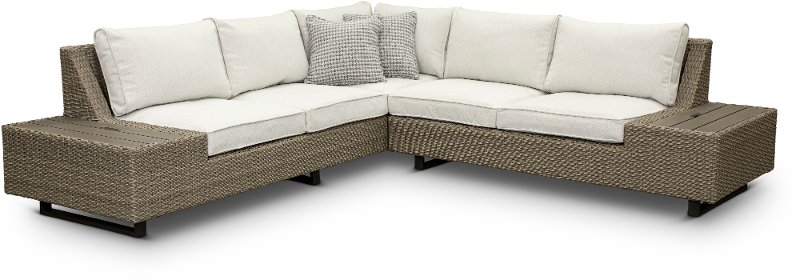 Vale Taupe Left Facing Patio Sectional with Storage Table