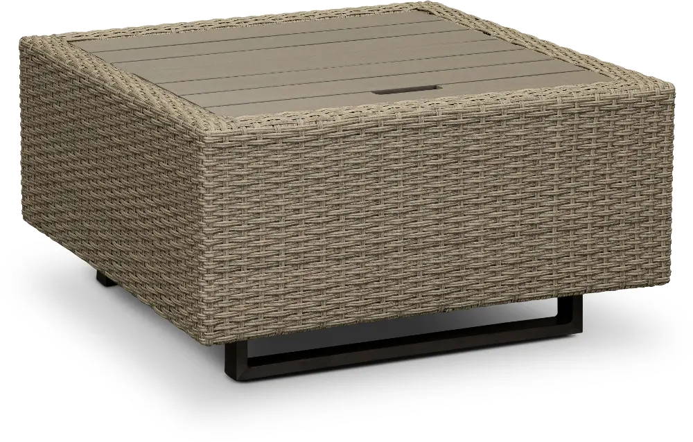 Vale Taupe Woven Patio Coffee Table with Ice Bucket-1