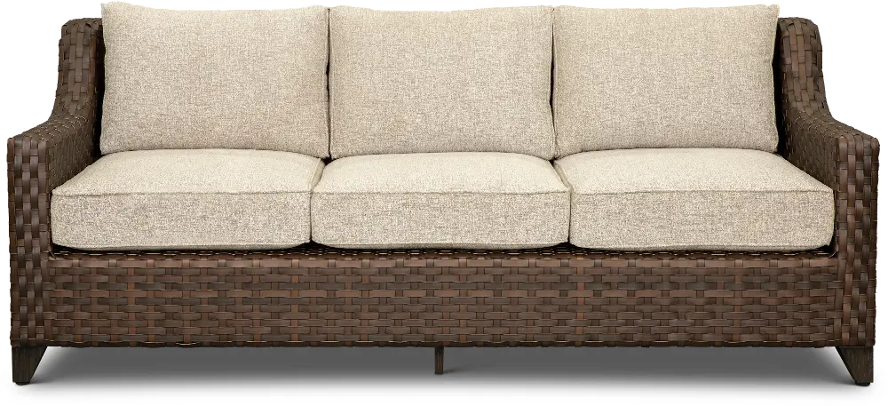 Espresso Brown Patio Sofa with Natural Cushion - Avalon-1