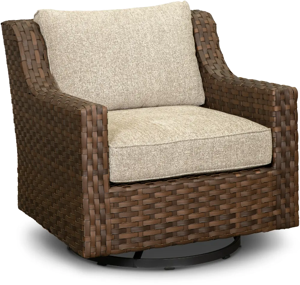 Wicker Swivel Patio Chair with White Cushion - Avalon-1