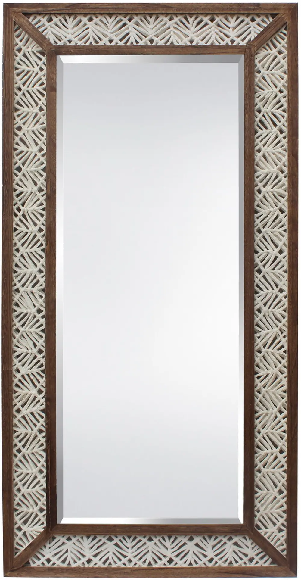 Paper Art Rustic Brown Framed Floor Mirror-1
