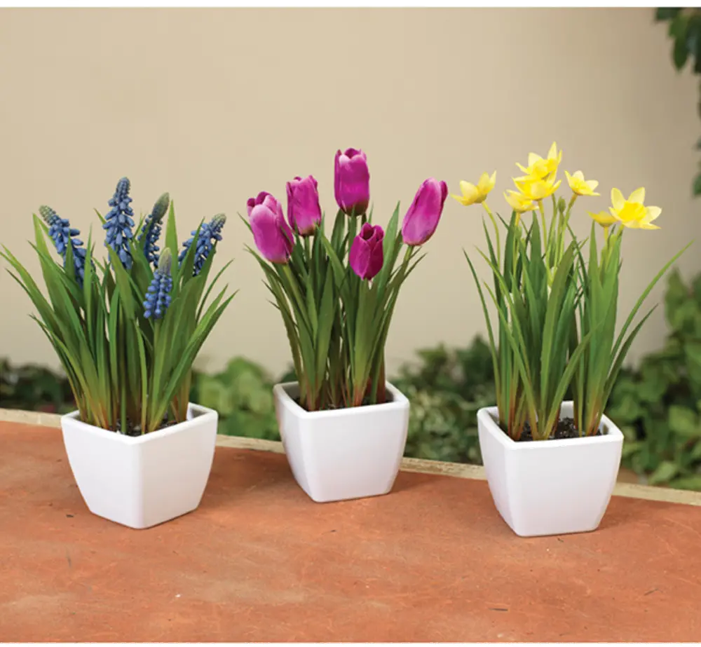Assorted 9 Inch Spring Faux Floral Potted Arrangement-1