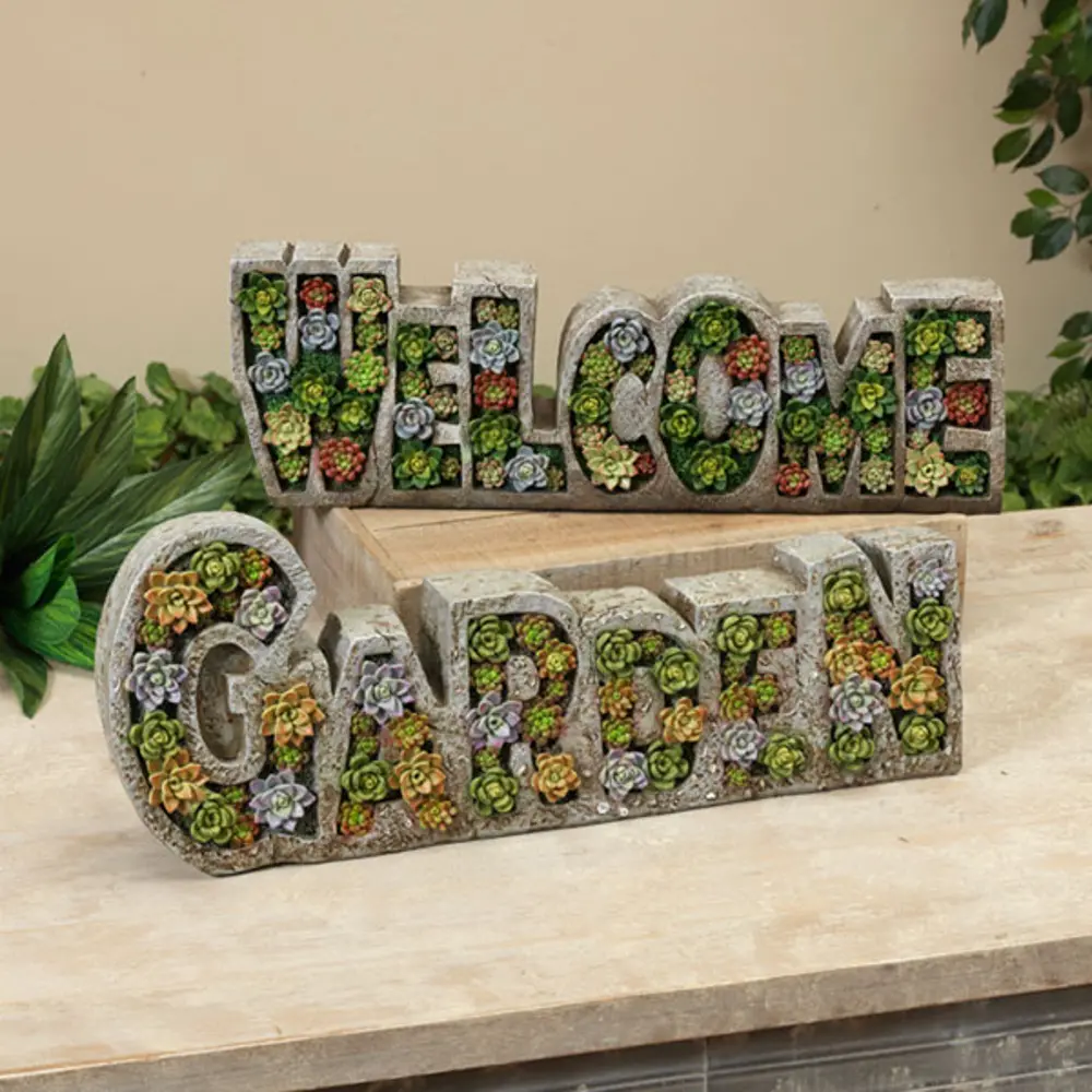 Assorted 19 Inch Polyresin Garden and Welcome Sculpture Sign-1