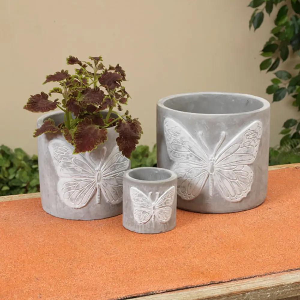 Nesting Cement Butterfly Planters - Set of 3-1