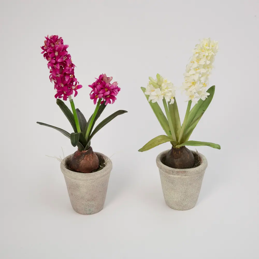 Assorted 14 Inch Potted Faux Hyacinth Arrangement-1