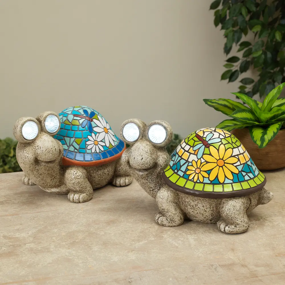 Assorted 10 Inch Solar Lighted Resin Turtle Figurine-1