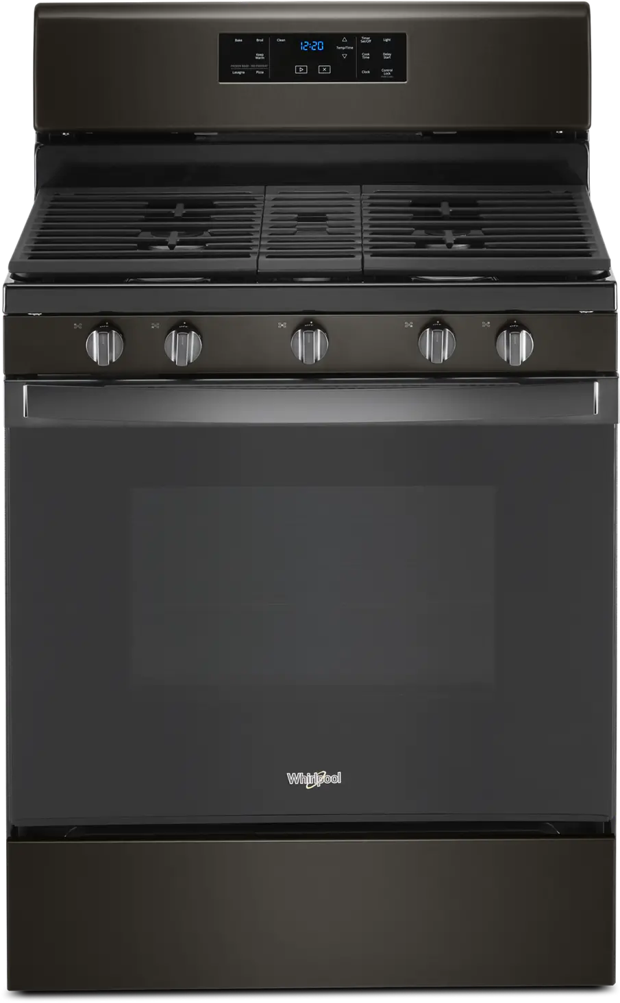 black stainless steel whirlpool stove