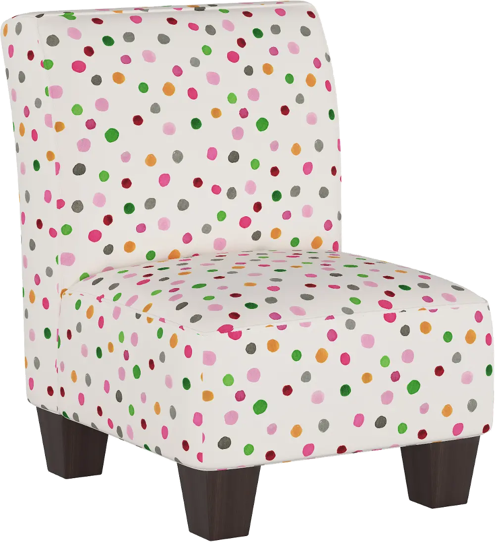 5705K Contemporary White and Polka Dot Kids Accent Chair-1