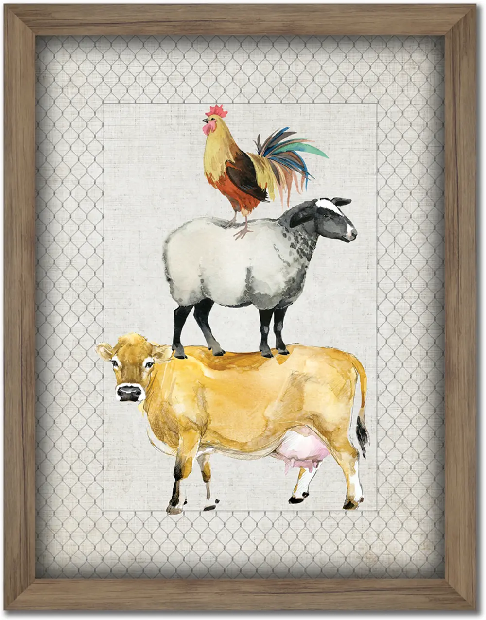 Stacked Farm Animals II Canvas Framed Wall Art-1