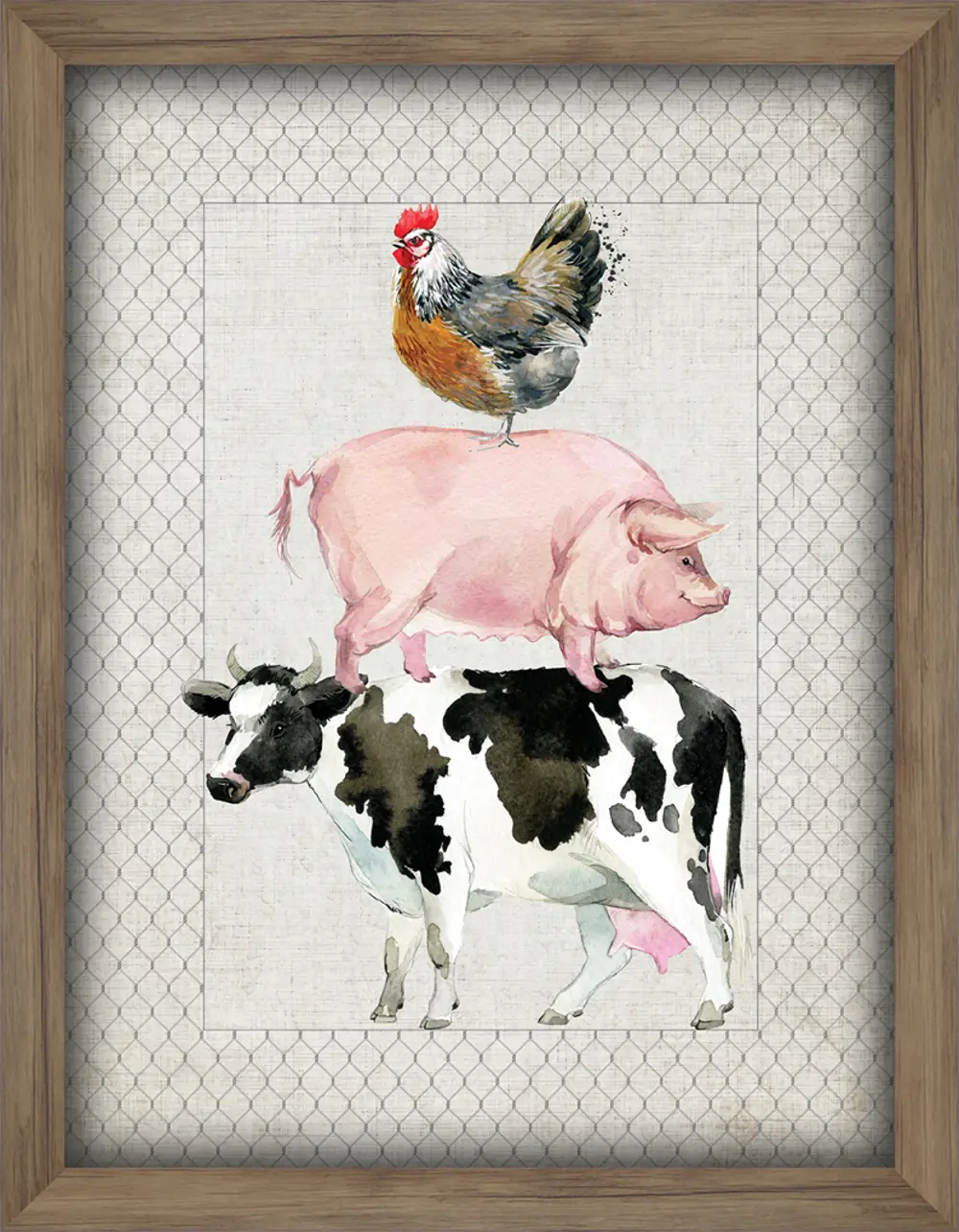 Stacked Farm Animals I Canvas Framed Wall Art-1