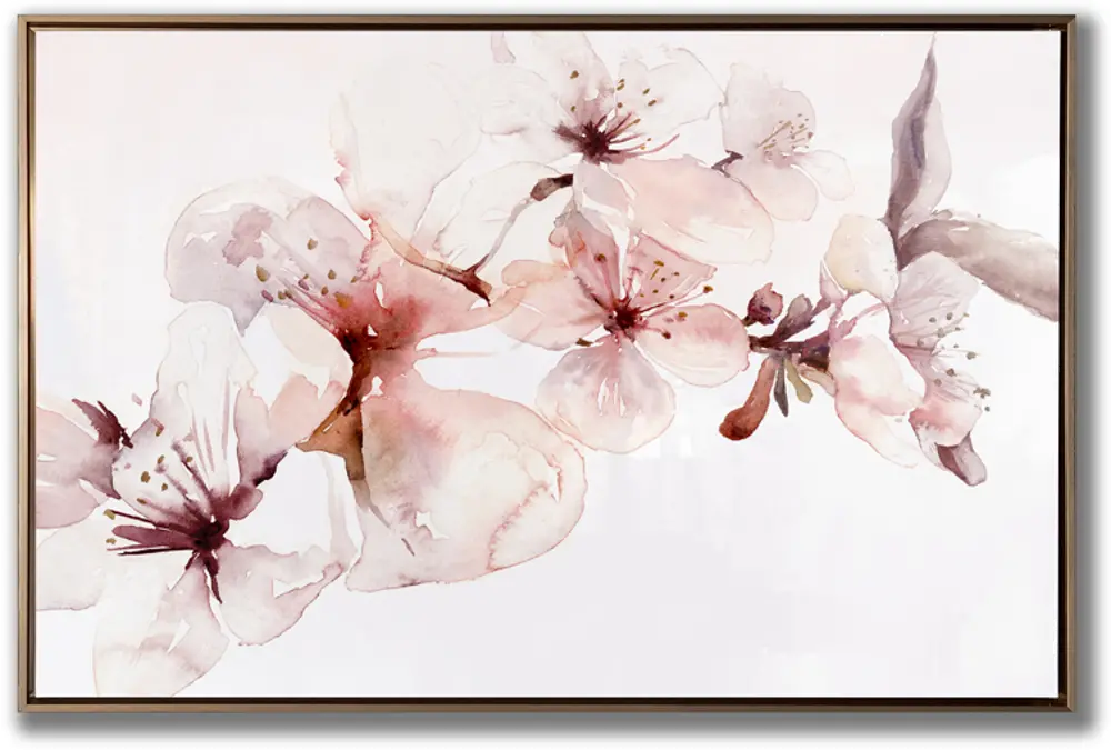 Watercolor Blossoms Canvas Wall Art in Floating Frame-1