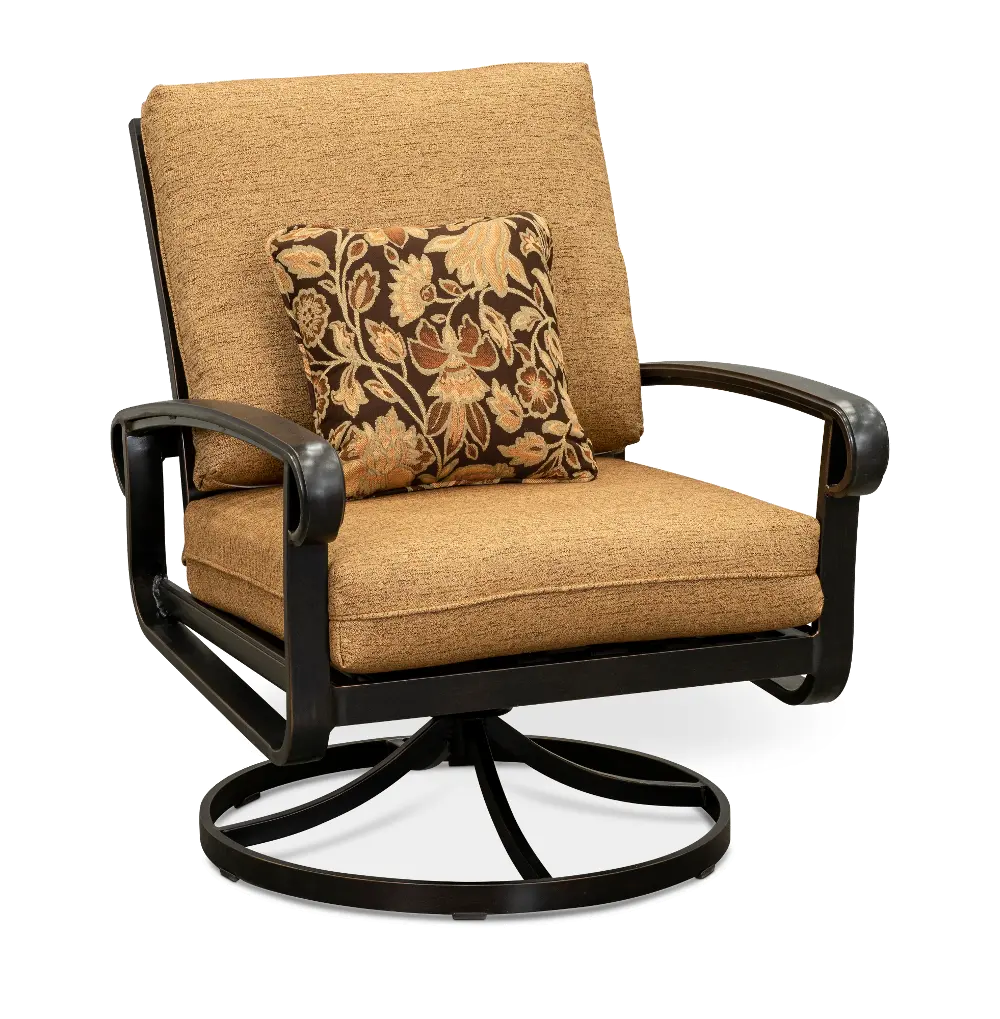 AHS01101P01/SWVLRKR Flourence Traditional Patio Swivel Chair with Tan Cushion-1