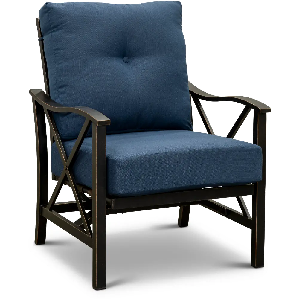 Denison Denim Blue Patio Club Chair with Motion-1