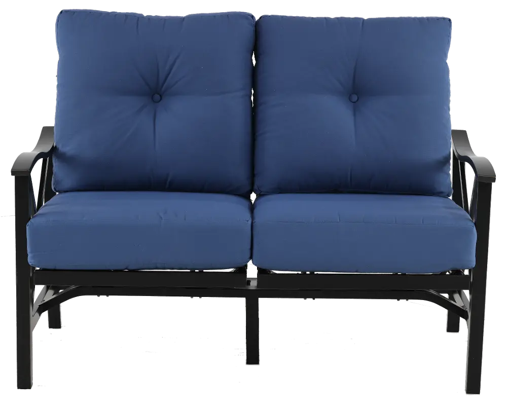 Denison Blue Gliding Patio Loveseat-1