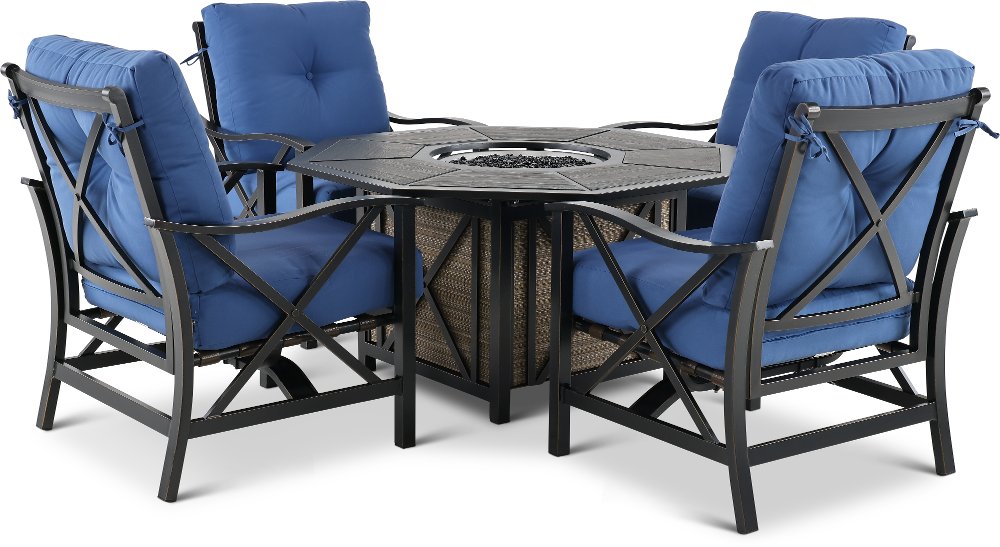 Denison Blue 5 Piece Fire Pit Set